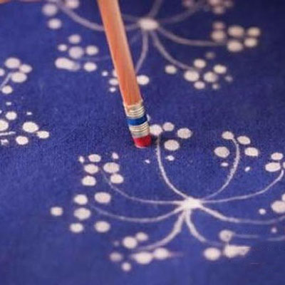 铅笔头在布上DIY涂鸦小碎花