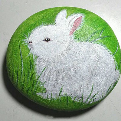 创意涂鸦草丛里呆萌的小白兔产品欣赏