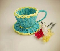 纸藤DIY编织创意咖啡杯