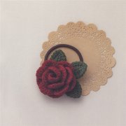 钩针DIY手工制作美丽精致的玫瑰花橡筋