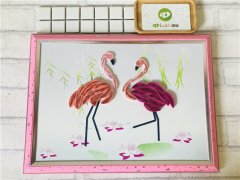 儿童手工DIY主题乐园纸艺作品--粉红鹤